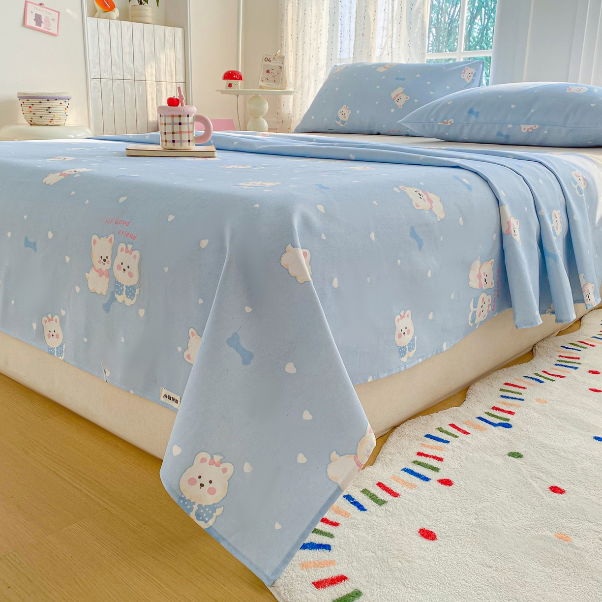 91家纺网 家纺一手货源 找家纺 首爱家纺 2026新款印花老粗布床单单品床单床单单件 朋友