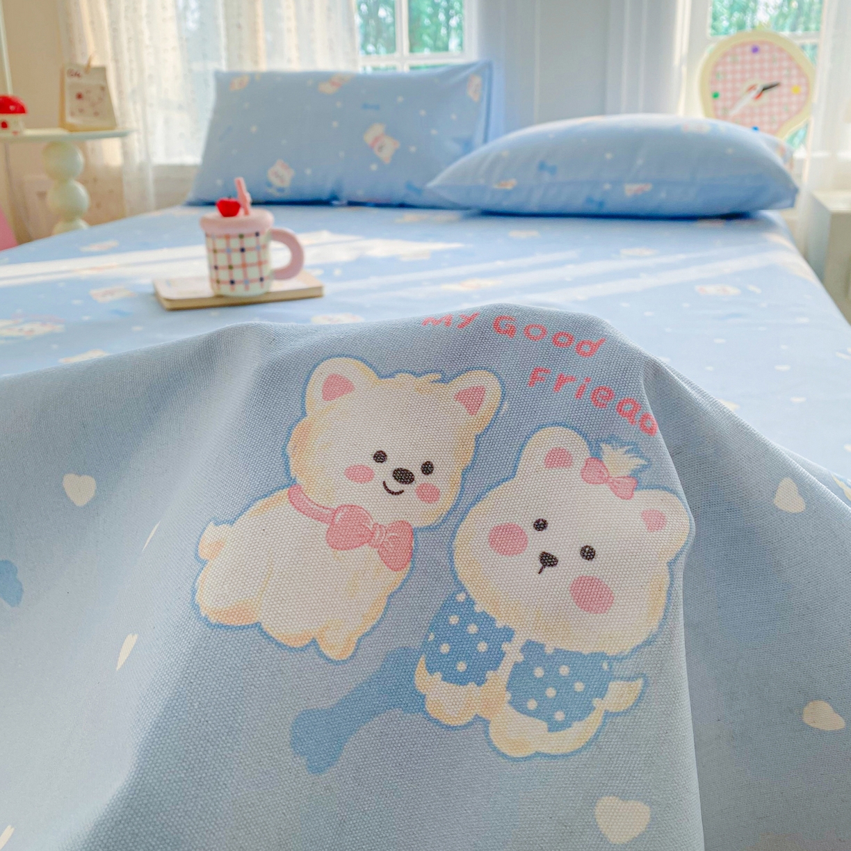 91家纺网 家纺一手货源 找家纺 首爱家纺 2026新款印花老粗布床单单品床单床单单件 朋友