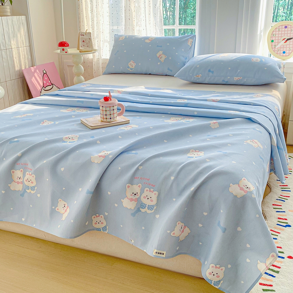 91家纺网 家纺一手货源 找家纺 首爱家纺 2026新款印花老粗布床单单品床单床单单件 朋友