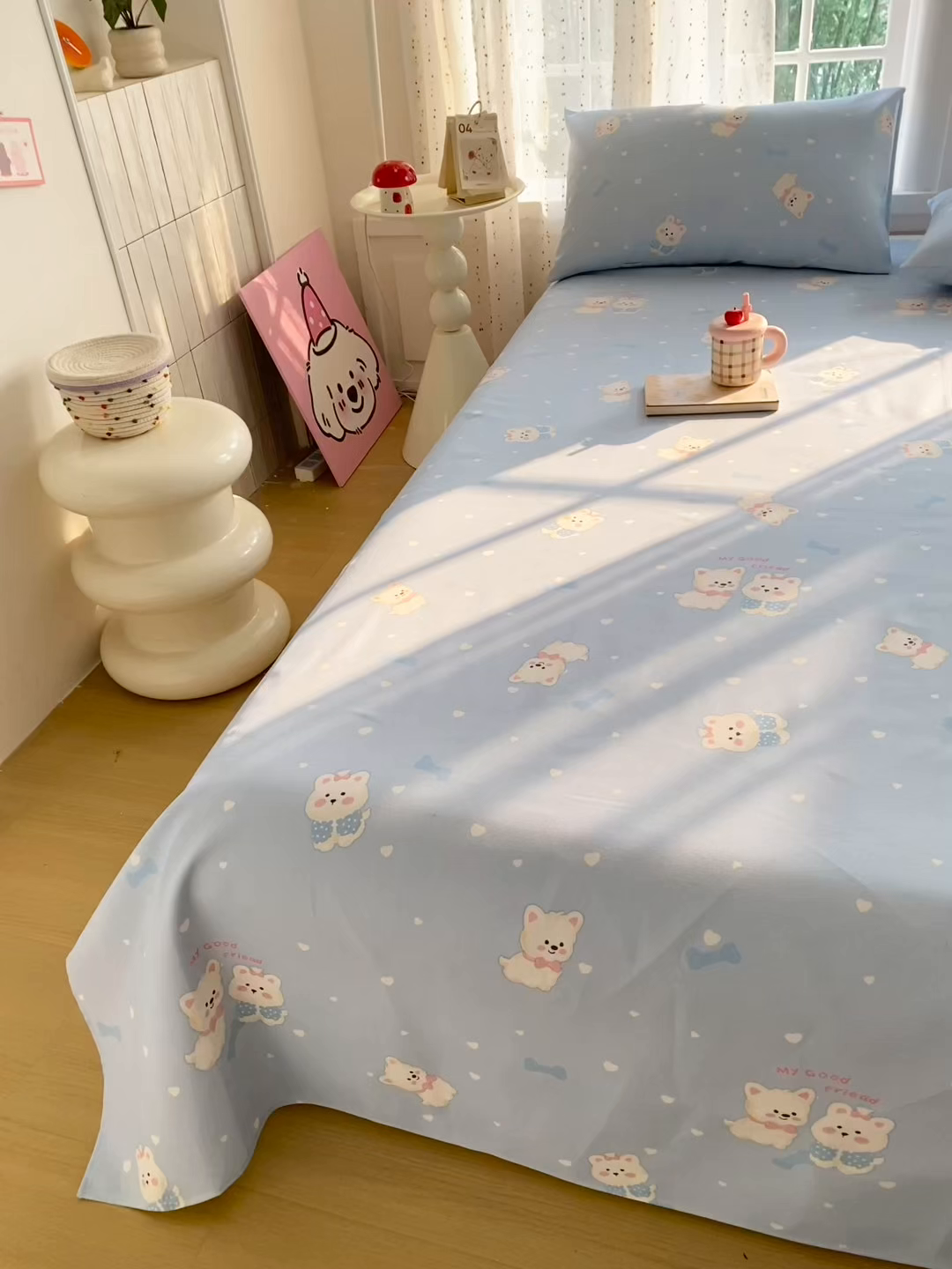 91家纺网 家纺一手货源 找家纺 首爱家纺 2026新款印花老粗布床单单品床单床单单件 朋友