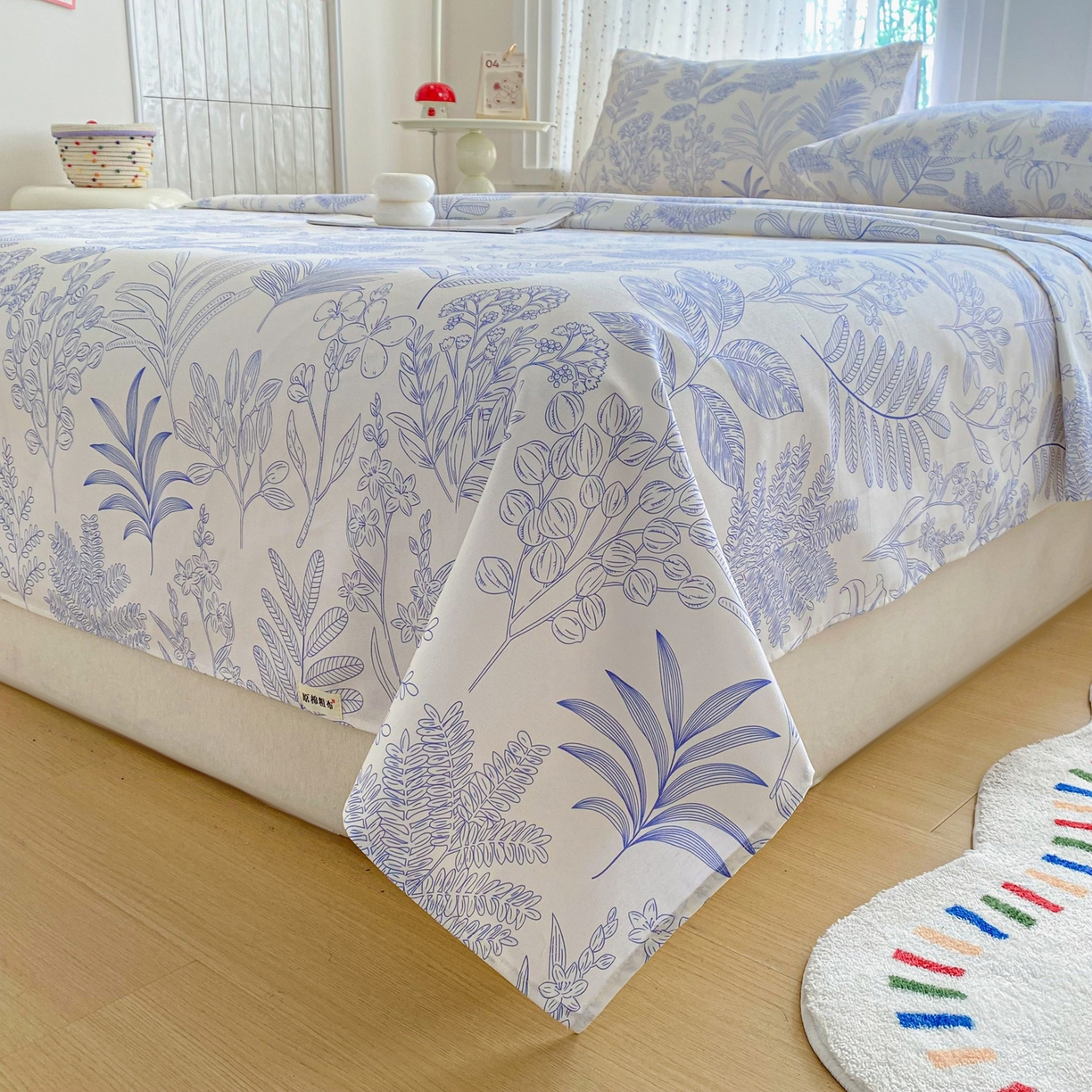 91家纺网 家纺一手货源 找家纺 首爱家纺 2026新款印花老粗布床单单品床单床单单件 柒婳