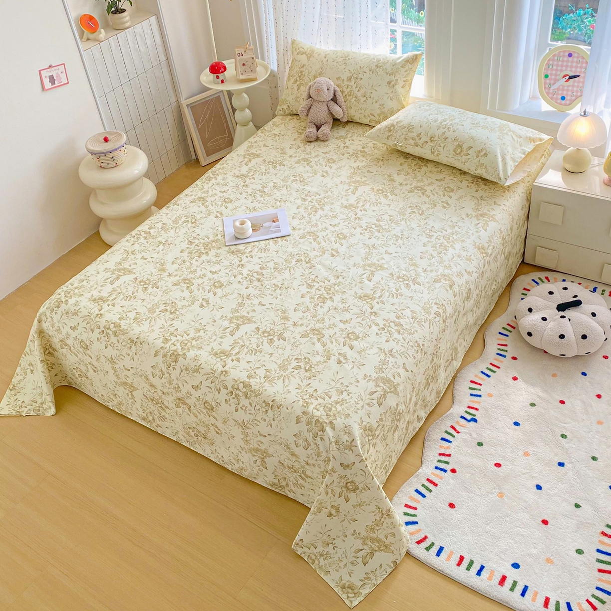 91家纺网 家纺一手货源 找家纺 首爱家纺 2026新款印花老粗布床单单品床单床单单件 晴栀