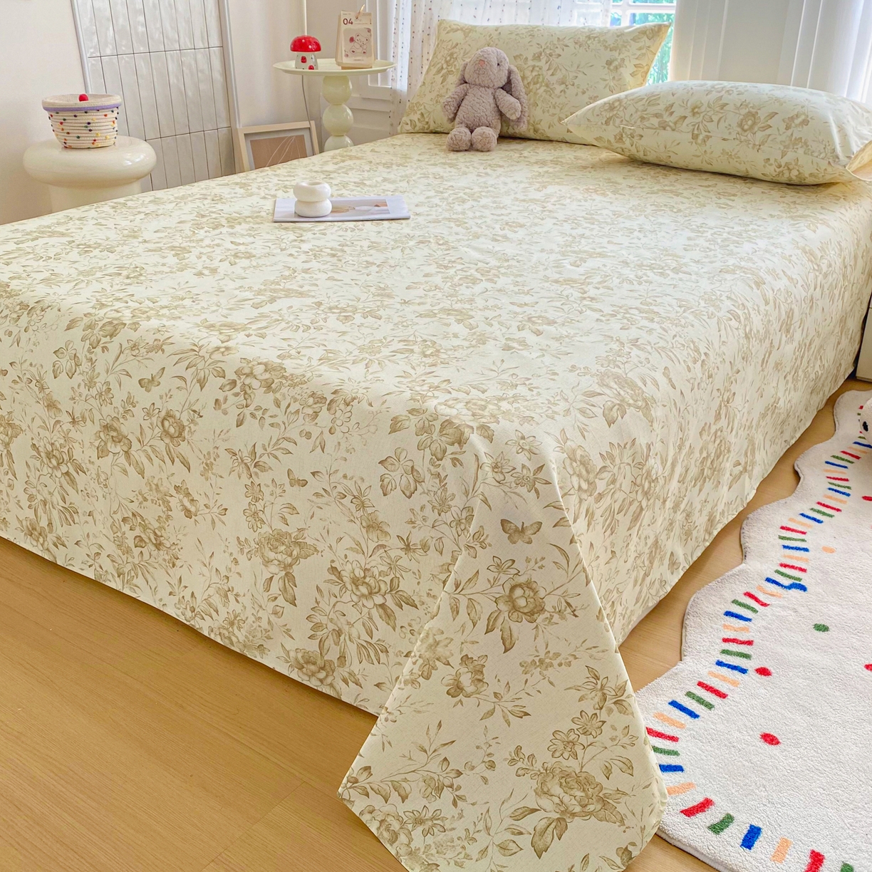 91家纺网 家纺一手货源 找家纺 首爱家纺 2026新款印花老粗布床单单品床单床单单件 晴栀