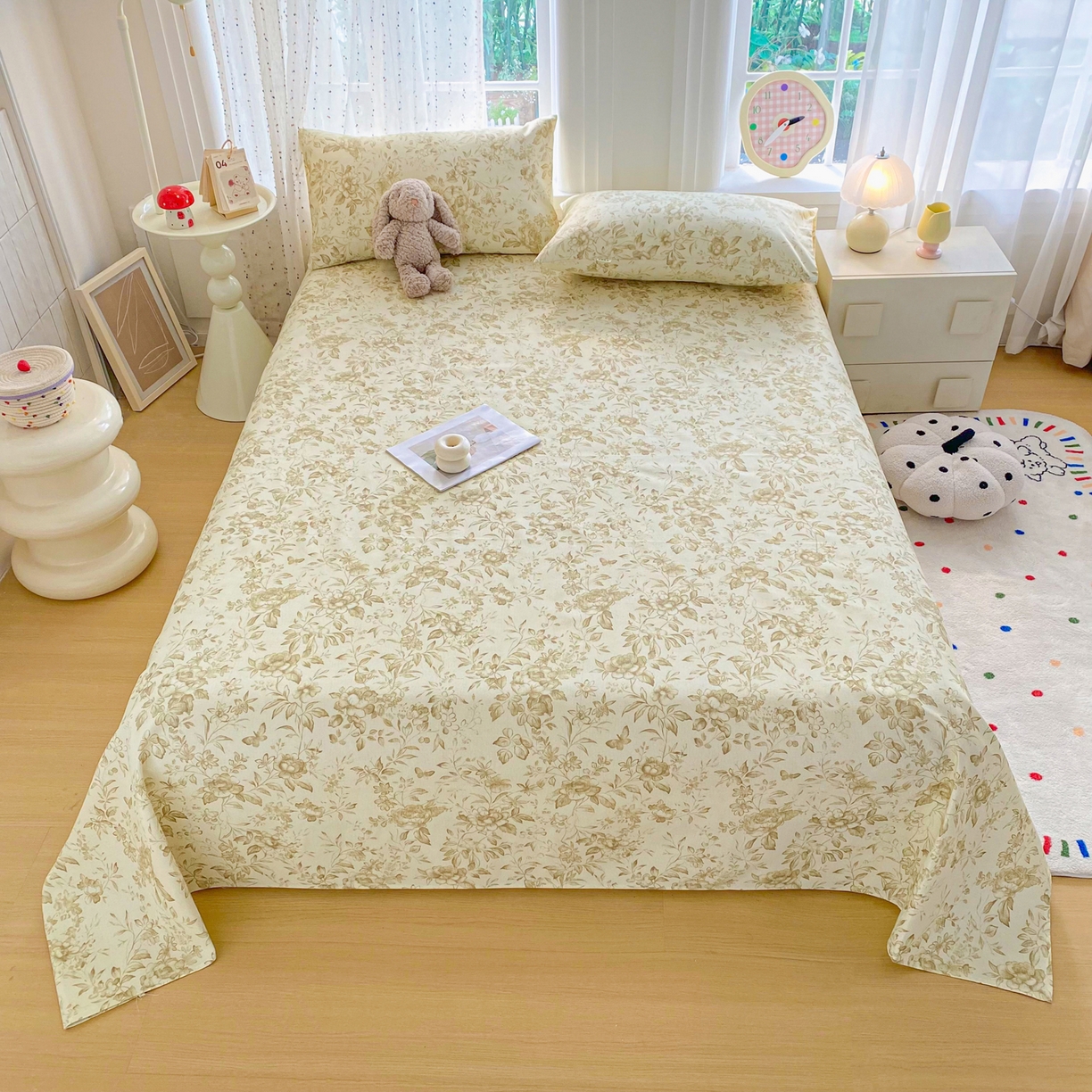 91家纺网 家纺一手货源 找家纺 首爱家纺 2026新款印花老粗布床单单品床单床单单件 晴栀