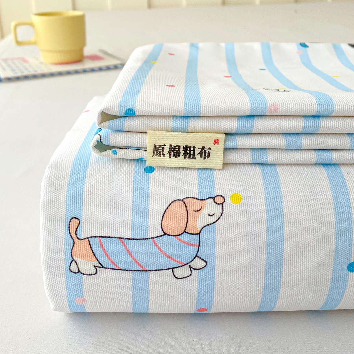 首爱家纺 2026新款印花老粗布床单单品床单床单单件 条纹狗