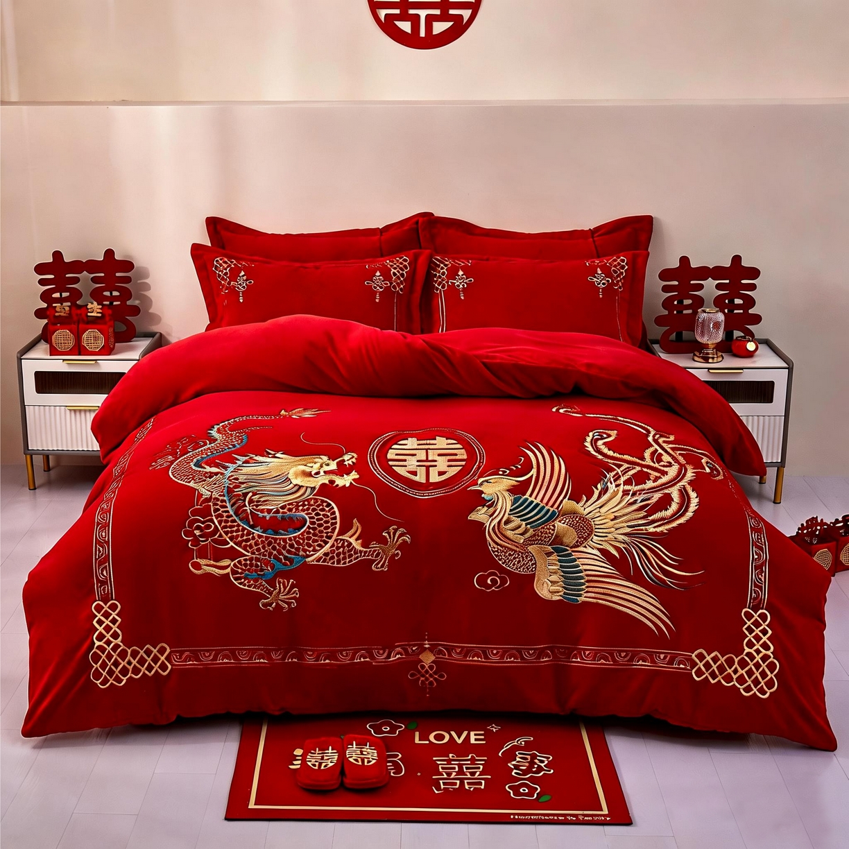 91家纺网 家纺一手货源 找家纺 （总）布乐意 2025新款高克重大红牛奶绒婚庆全工艺重工刺绣新中式结婚四件套六件套小红书推荐抖音直播爆款