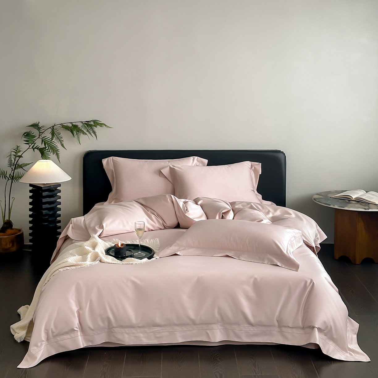 91家纺网 家纺一手货源 找家纺 卡巴伦家纺 2026新款全棉安娜轻氧裸感棉亚朵同款四件套（控价标准号：398元 会员：-20元 如需快递盒需加5元） 安娜 山茶粉