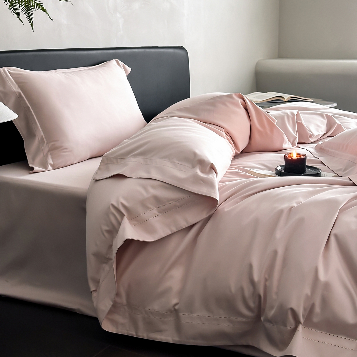 91家纺网 家纺一手货源 找家纺 卡巴伦家纺 2026新款全棉安娜轻氧裸感棉亚朵同款四件套（控价标准号：398元 会员：-20元 如需快递盒需加5元） 安娜 山茶粉