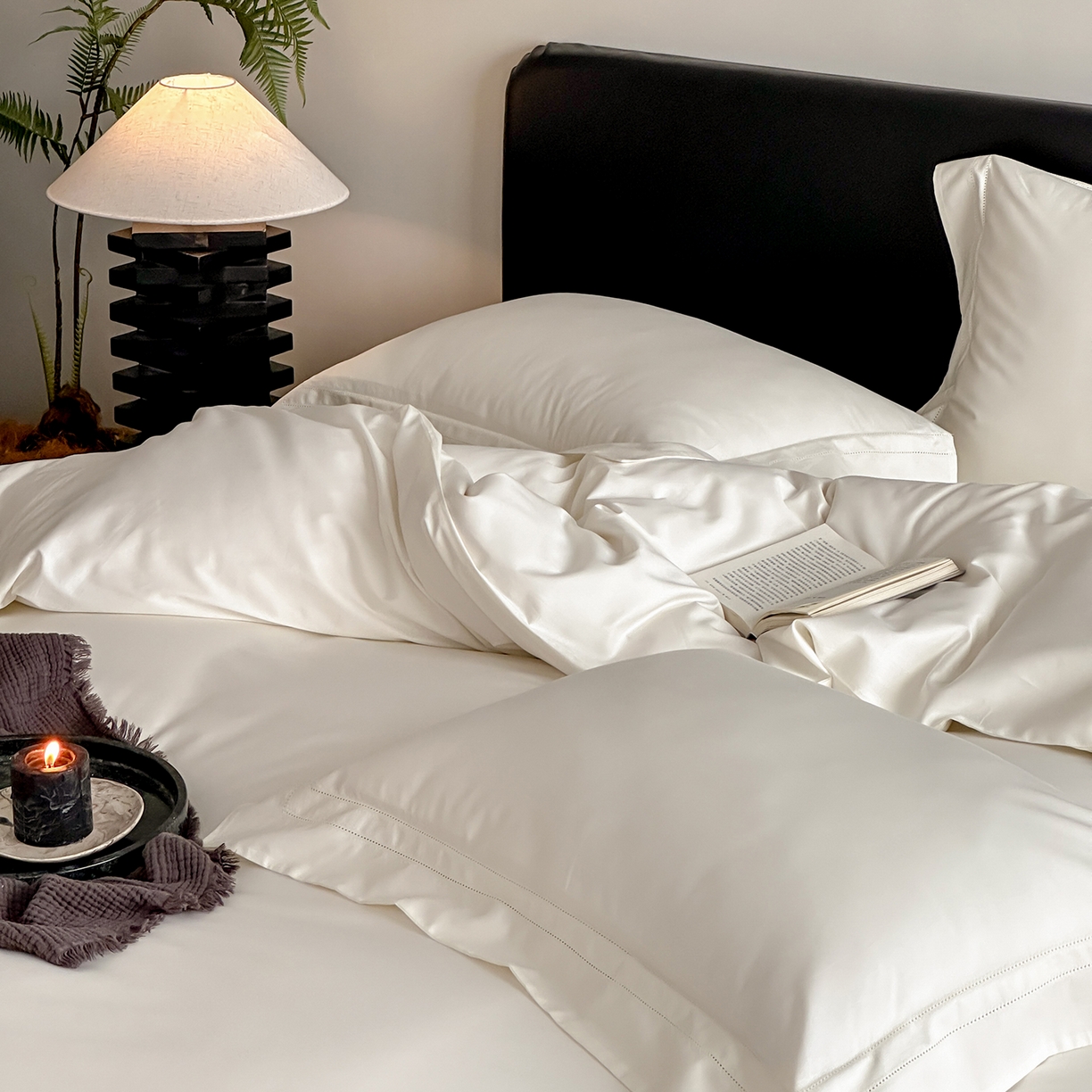 91家纺网 家纺一手货源 找家纺 卡巴伦家纺 2026新款全棉安娜轻氧裸感棉亚朵同款四件套（控价标准号：398元 会员：-20元 如需快递盒需加5元） 安娜 奶油白