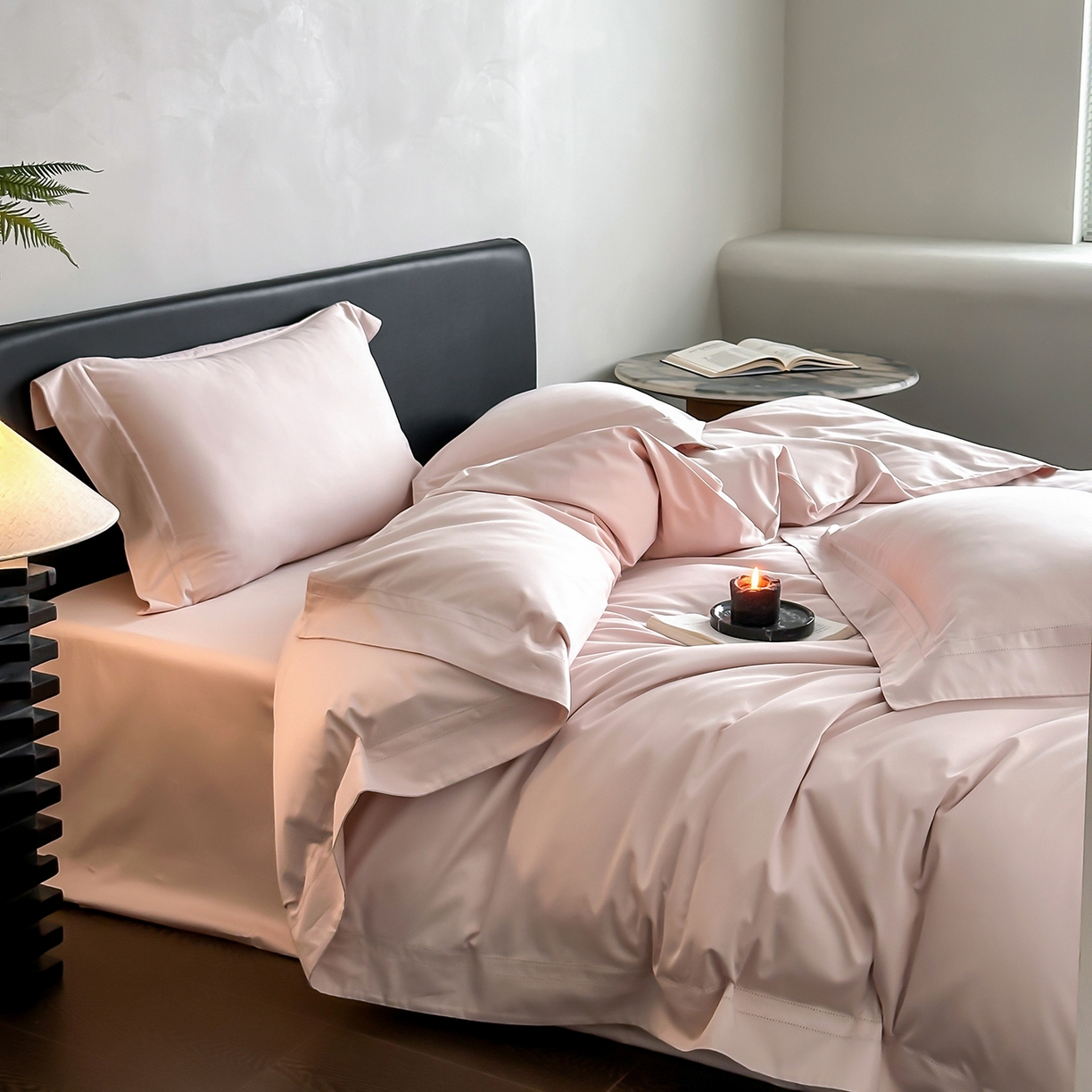 91家纺网 家纺一手货源 找家纺 卡巴伦家纺 2026新款全棉安娜轻氧裸感棉亚朵同款四件套（控价标准号：398元 会员：-20元 如需快递盒需加5元） 安娜 山茶粉