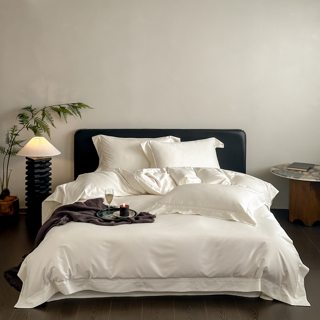 91家纺网 家纺一手货源 找家纺 卡巴伦家纺 2026新款全棉安娜轻氧裸感棉亚朵同款四件套（控价标准号：398元 会员：-20元 如需快递盒需加5元） 安娜 奶油白