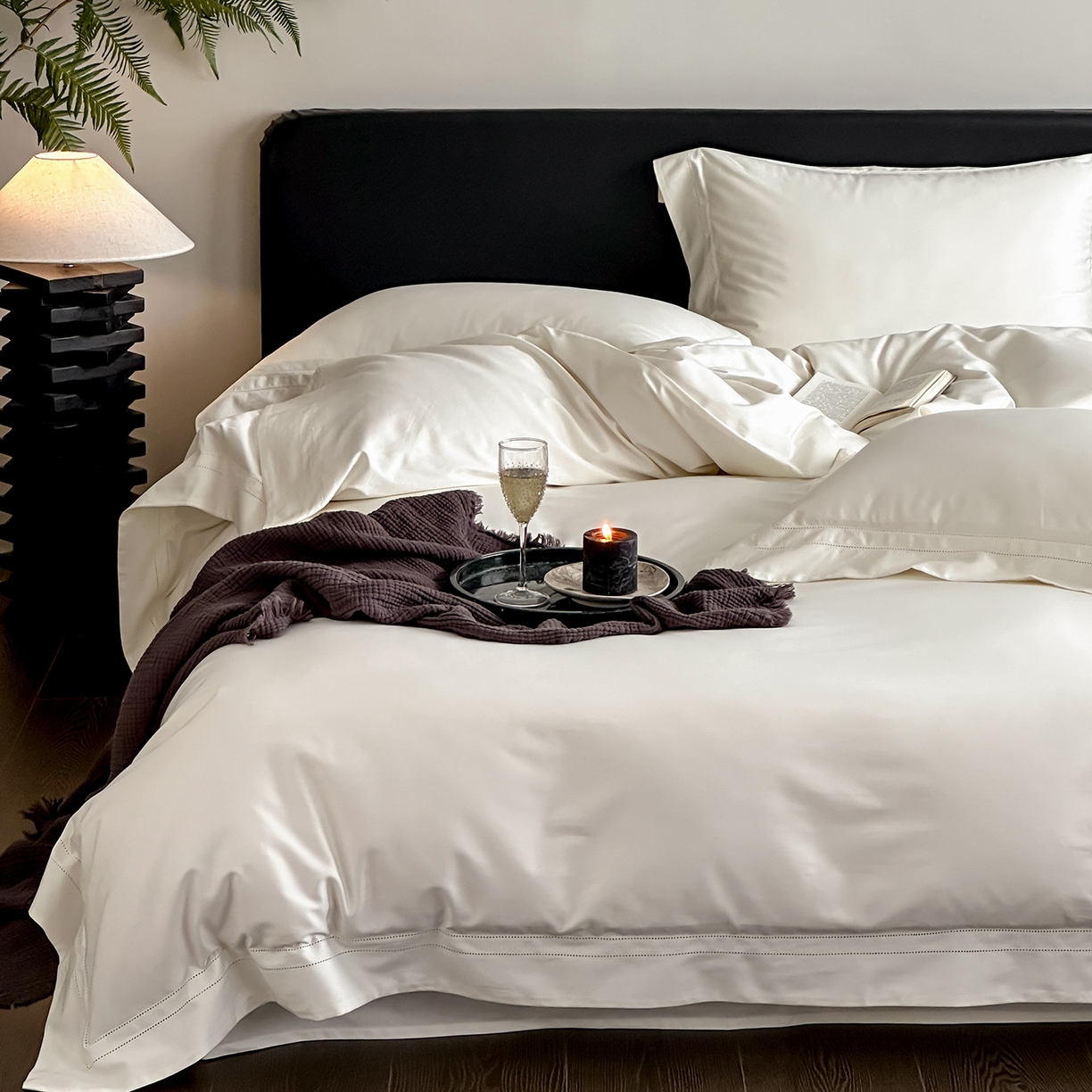 91家纺网 家纺一手货源 找家纺 卡巴伦家纺 2026新款全棉安娜轻氧裸感棉亚朵同款四件套（控价标准号：398元 会员：-20元 如需快递盒需加5元） 安娜 奶油白