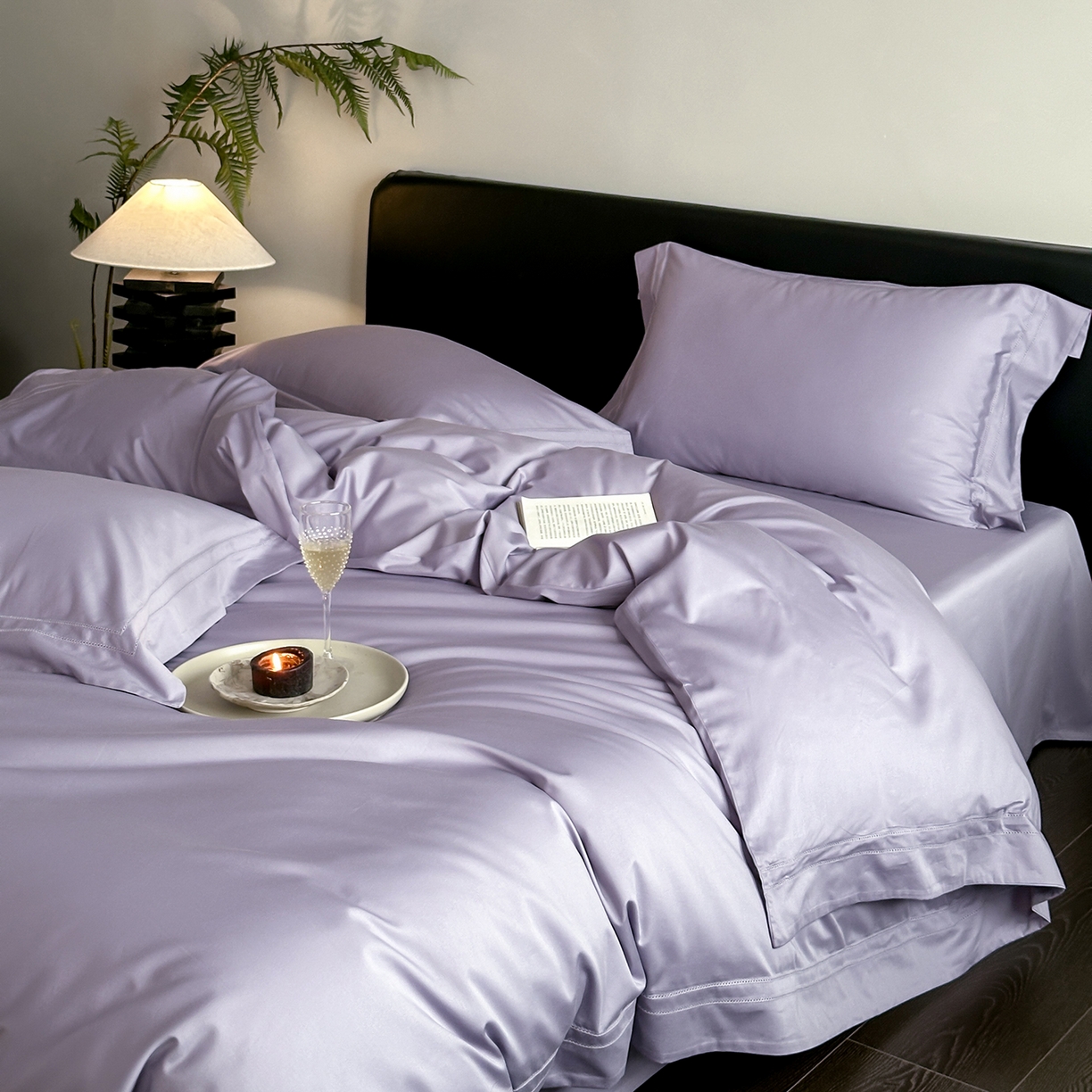 91家纺网 家纺一手货源 找家纺 卡巴伦家纺 2026新款全棉安娜轻氧裸感棉亚朵同款四件套（控价标准号：398元 会员：-20元 如需快递盒需加5元） 安娜 海葵紫