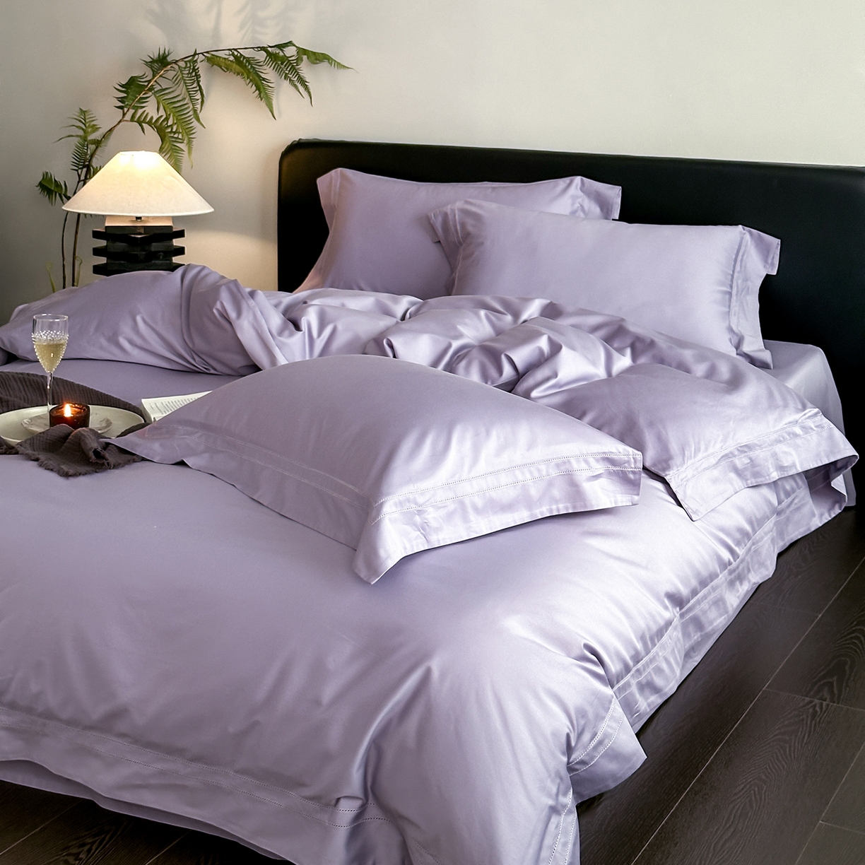 91家纺网 家纺一手货源 找家纺 卡巴伦家纺 2026新款全棉安娜轻氧裸感棉亚朵同款四件套（控价标准号：398元 会员：-20元 如需快递盒需加5元） 安娜 海葵紫