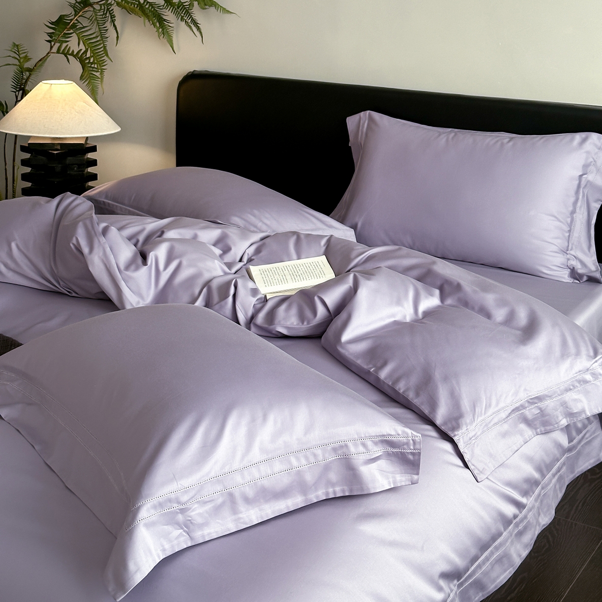 91家纺网 家纺一手货源 找家纺 卡巴伦家纺 2026新款全棉安娜轻氧裸感棉亚朵同款四件套（控价标准号：398元 会员：-20元 如需快递盒需加5元） 安娜 海葵紫