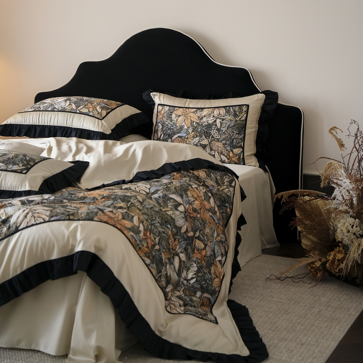 91家纺网 家纺一手货源 找家纺 （总）卡巴伦家纺 2026新款天丝棉法式复古风天丝棉拼接款四件套（控价标准号：458元 有快递盒需求的话需加5元 会员：-20元） 