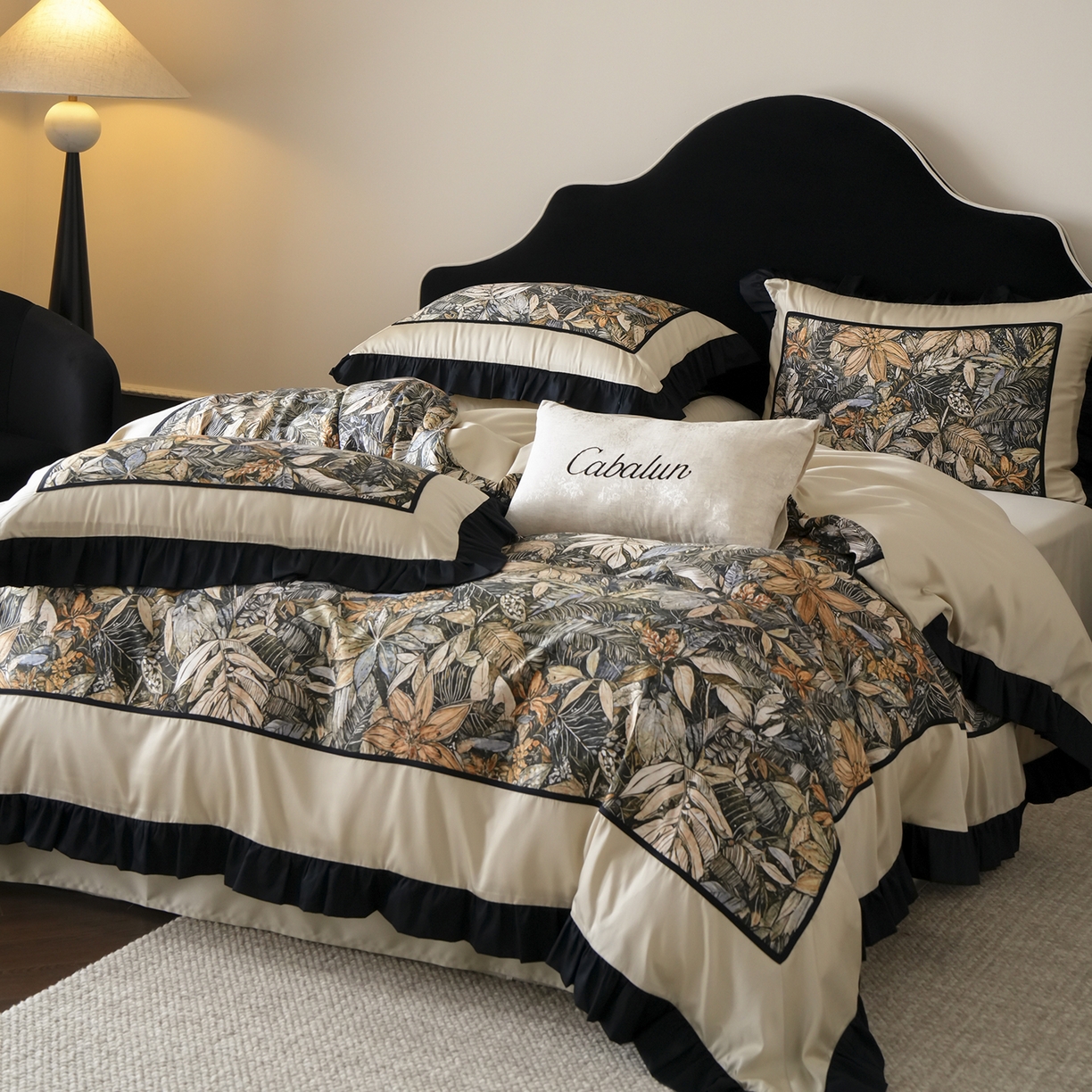 91家纺网 家纺一手货源 找家纺 （总）卡巴伦家纺 2026新款天丝棉法式复古风天丝棉拼接款四件套（控价标准号：458元 有快递盒需求的话需加5元 会员：-20元） 