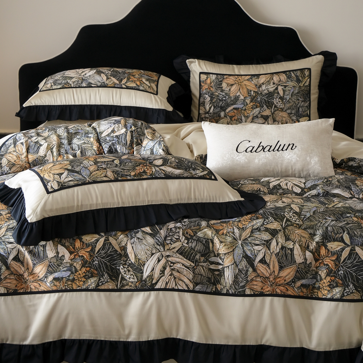 91家纺网 家纺一手货源 找家纺 （总）卡巴伦家纺 2026新款天丝棉法式复古风天丝棉拼接款四件套（控价标准号：458元 有快递盒需求的话需加5元 会员：-20元） 