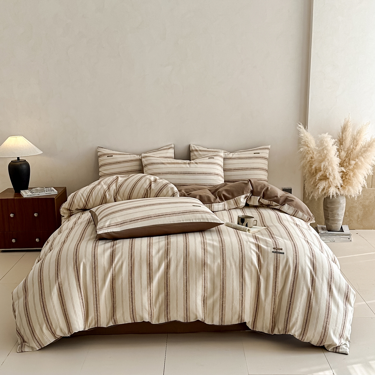 91家纺网 家纺一手货源 找家纺 （总）蓝邻家纺 2026年新款全棉棉麻侘寂风四件套系列