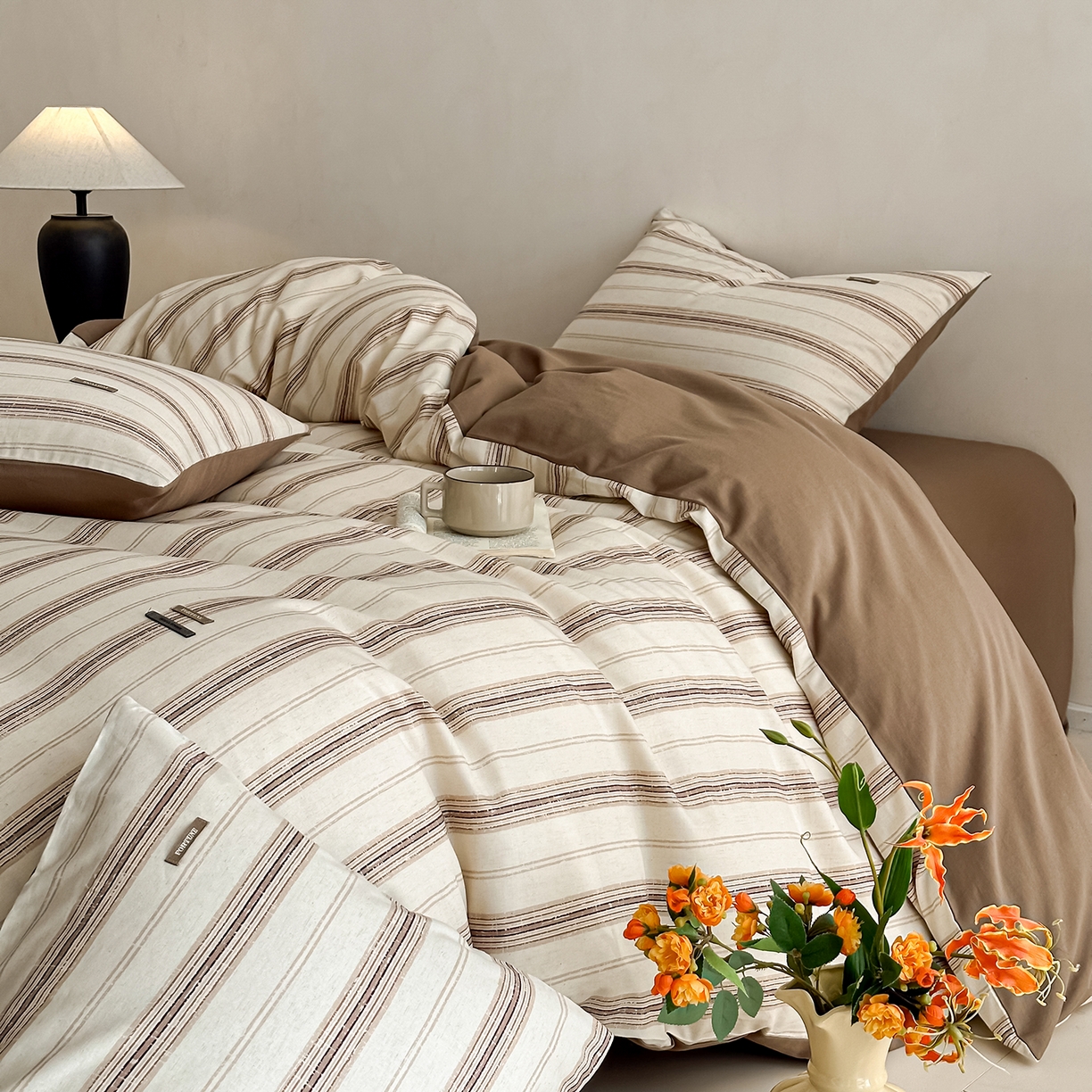 91家纺网 家纺一手货源 找家纺 （总）蓝邻家纺 2026年新款全棉棉麻侘寂风四件套系列