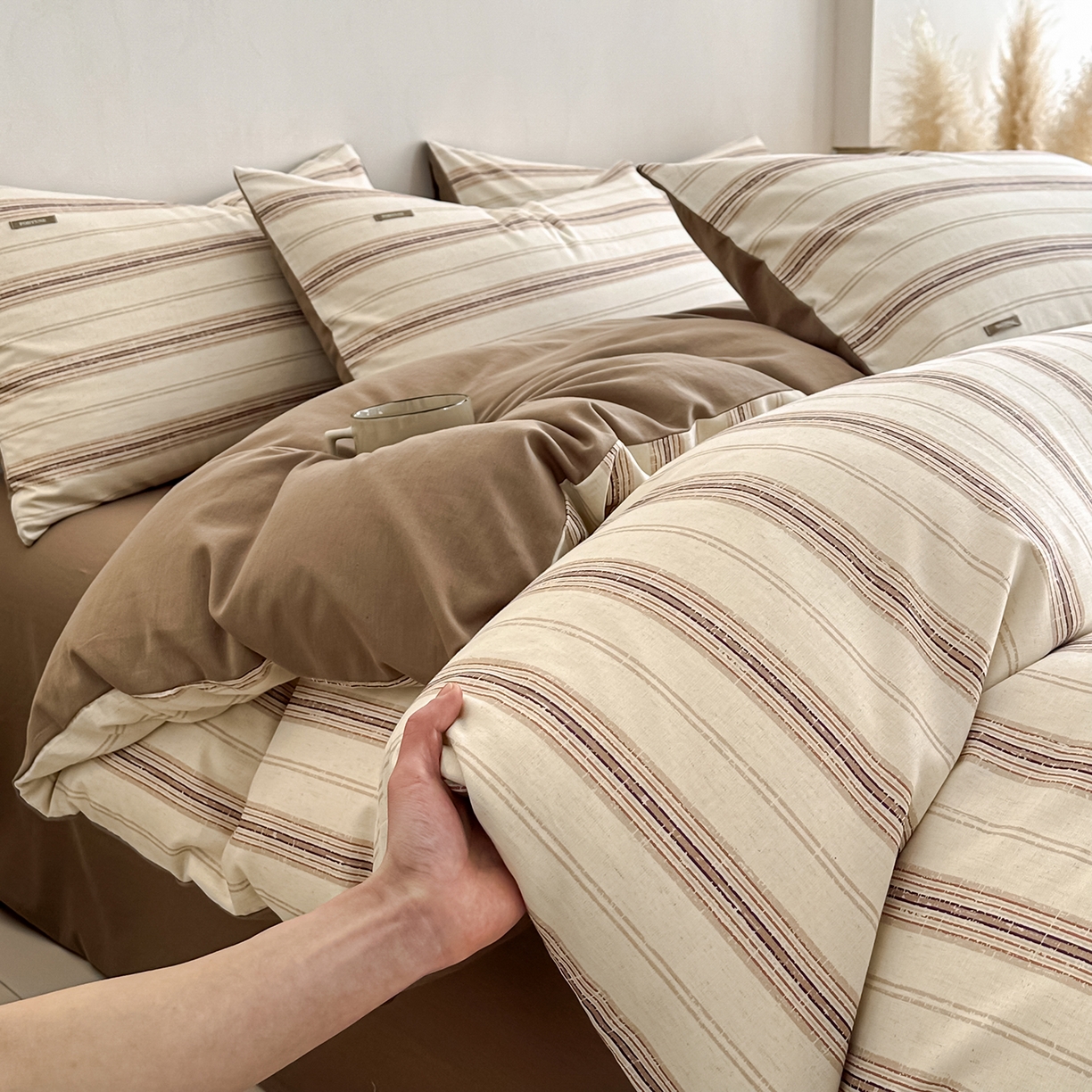 91家纺网 家纺一手货源 找家纺 （总）蓝邻家纺 2026年新款全棉棉麻侘寂风四件套系列