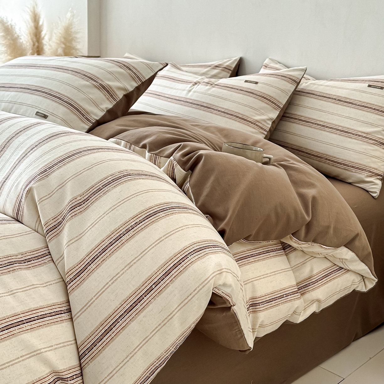 91家纺网 家纺一手货源 找家纺 （总）蓝邻家纺 2026年新款全棉棉麻侘寂风四件套系列