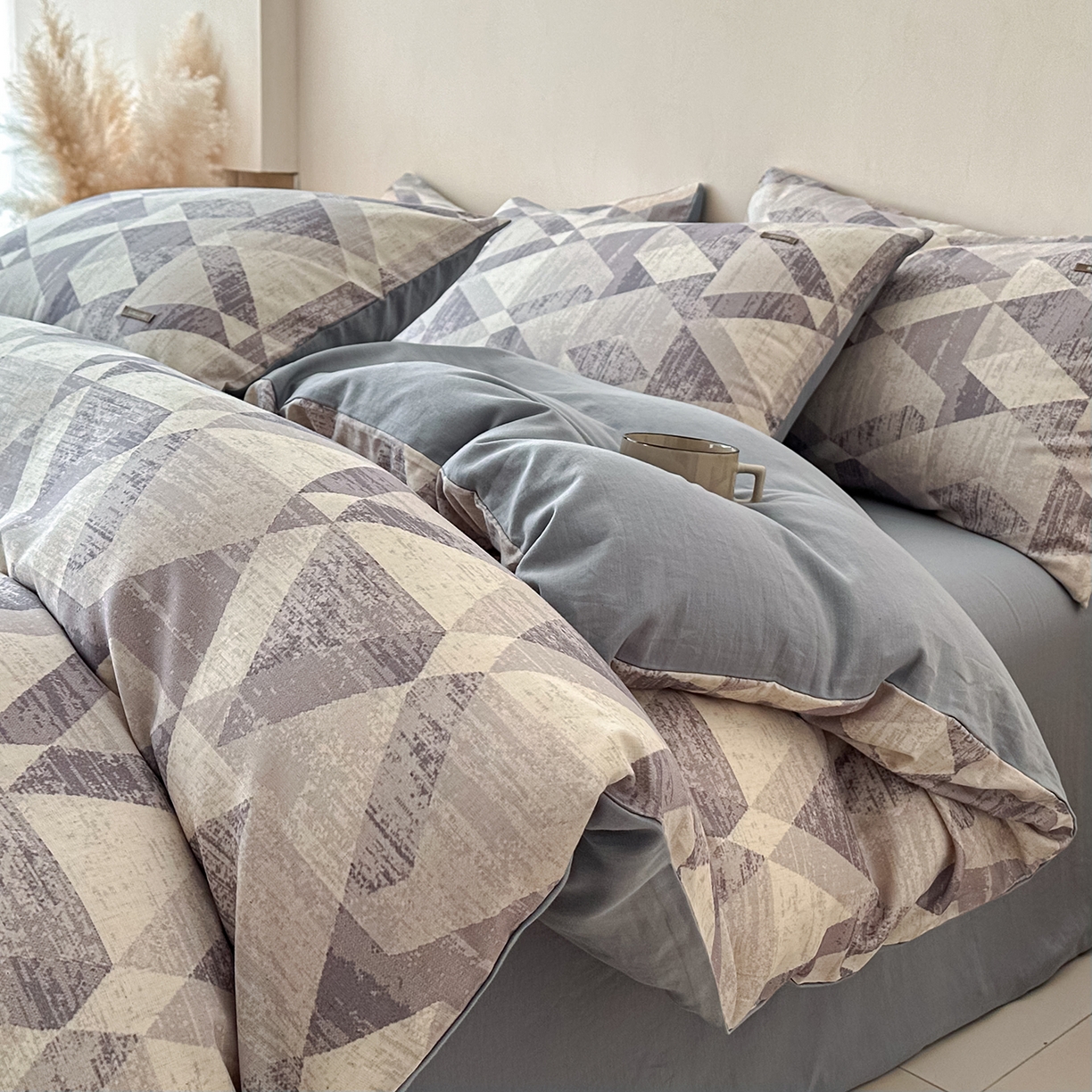 91家纺网 家纺一手货源 找家纺 （总）蓝邻家纺 2026年新款全棉棉麻侘寂风四件套系列