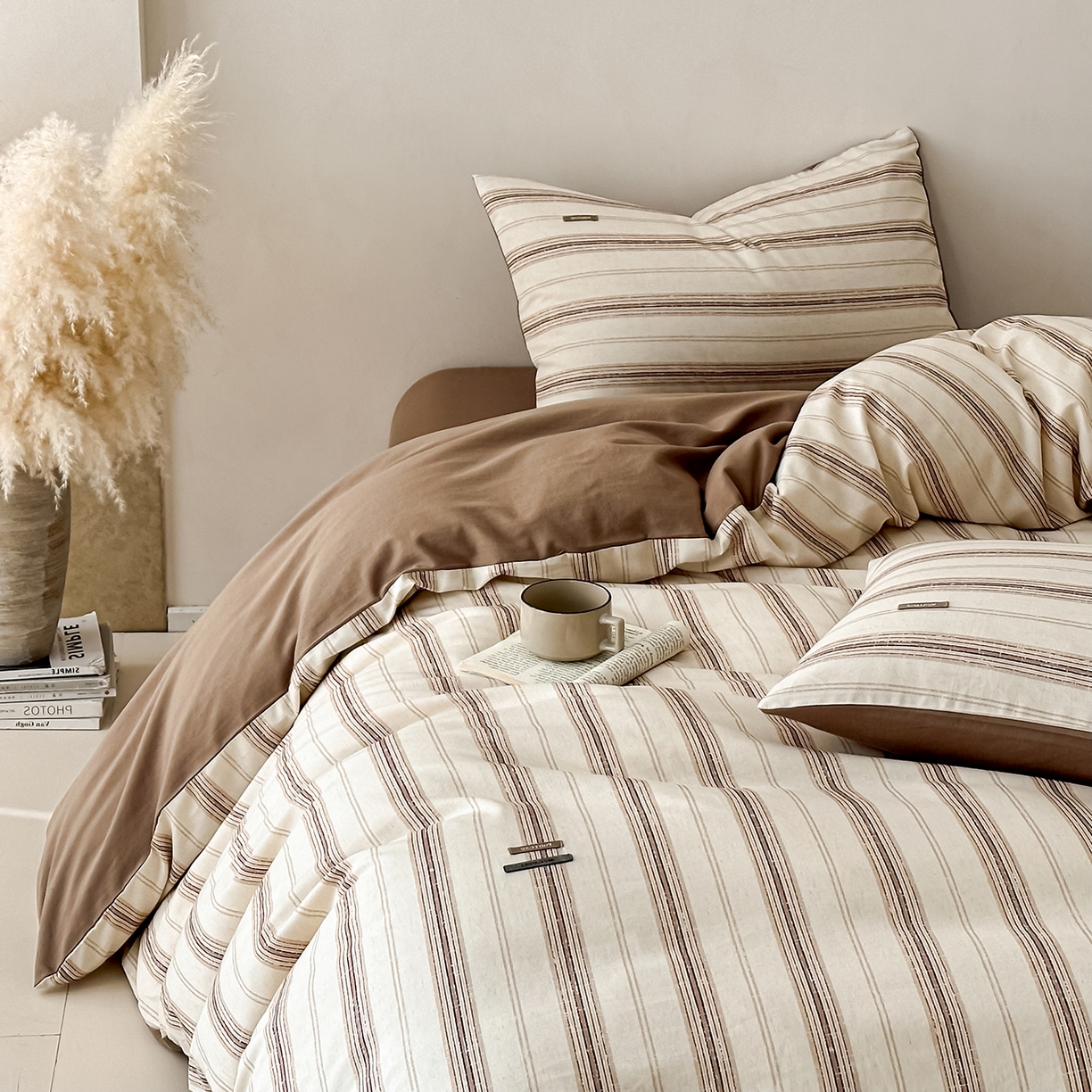 91家纺网 家纺一手货源 找家纺 （总）蓝邻家纺 2026年新款全棉棉麻侘寂风四件套系列