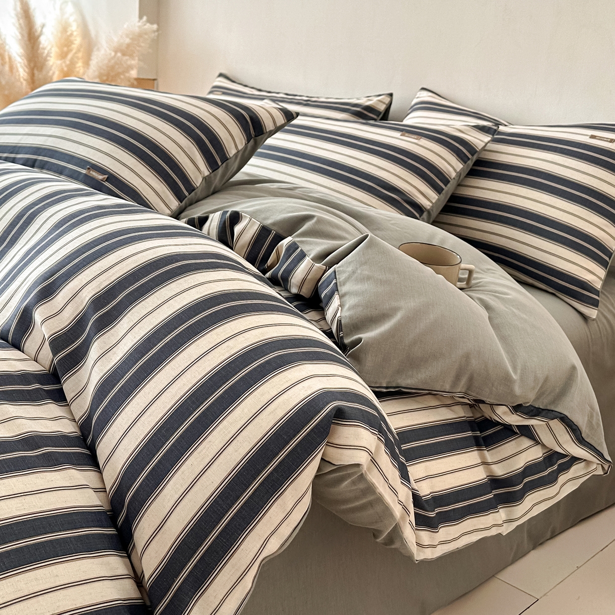 91家纺网 家纺一手货源 找家纺 （总）蓝邻家纺 2026年新款全棉棉麻侘寂风四件套系列