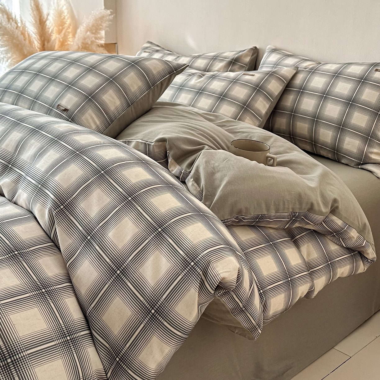 91家纺网 家纺一手货源 找家纺 （总）蓝邻家纺 2026年新款全棉棉麻侘寂风四件套系列