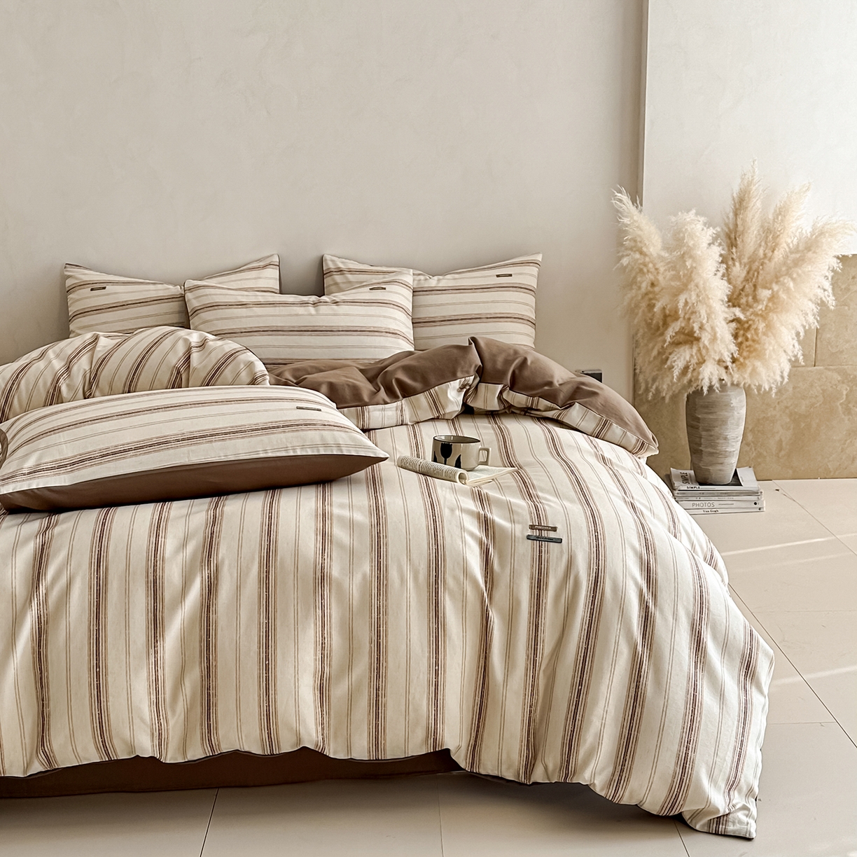 91家纺网 家纺一手货源 找家纺 （总）蓝邻家纺 2026年新款全棉棉麻侘寂风四件套系列