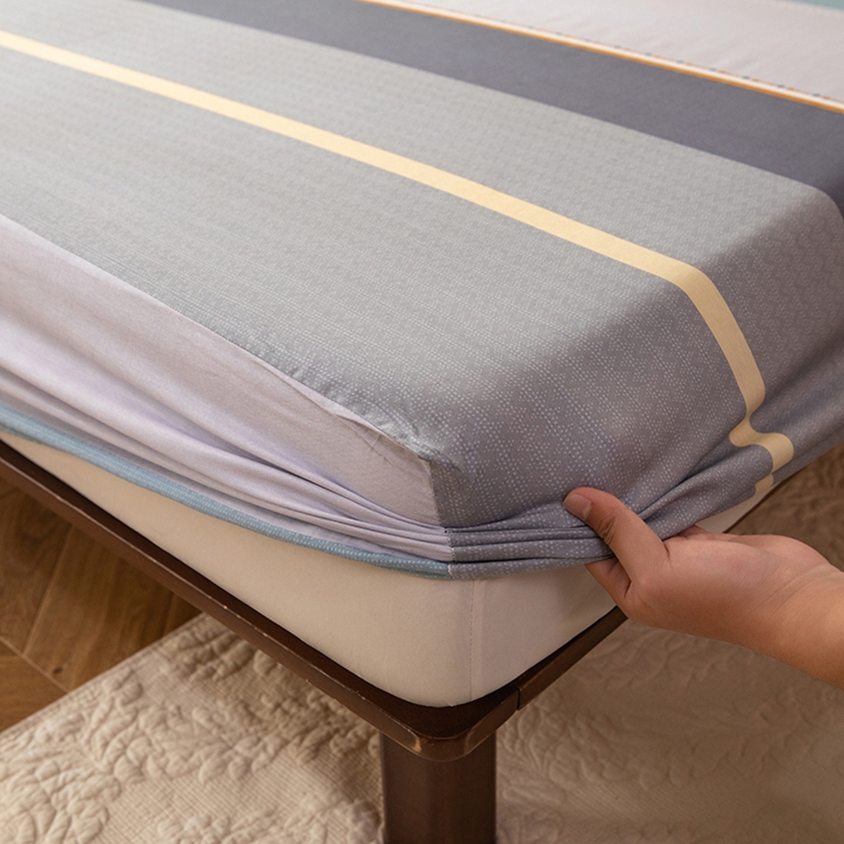 91家纺网 家纺一手货源 找家纺 八十八家纺 2026新款无印风全棉纯棉斜纹条格单床笠床笠单件单品床笠 木思