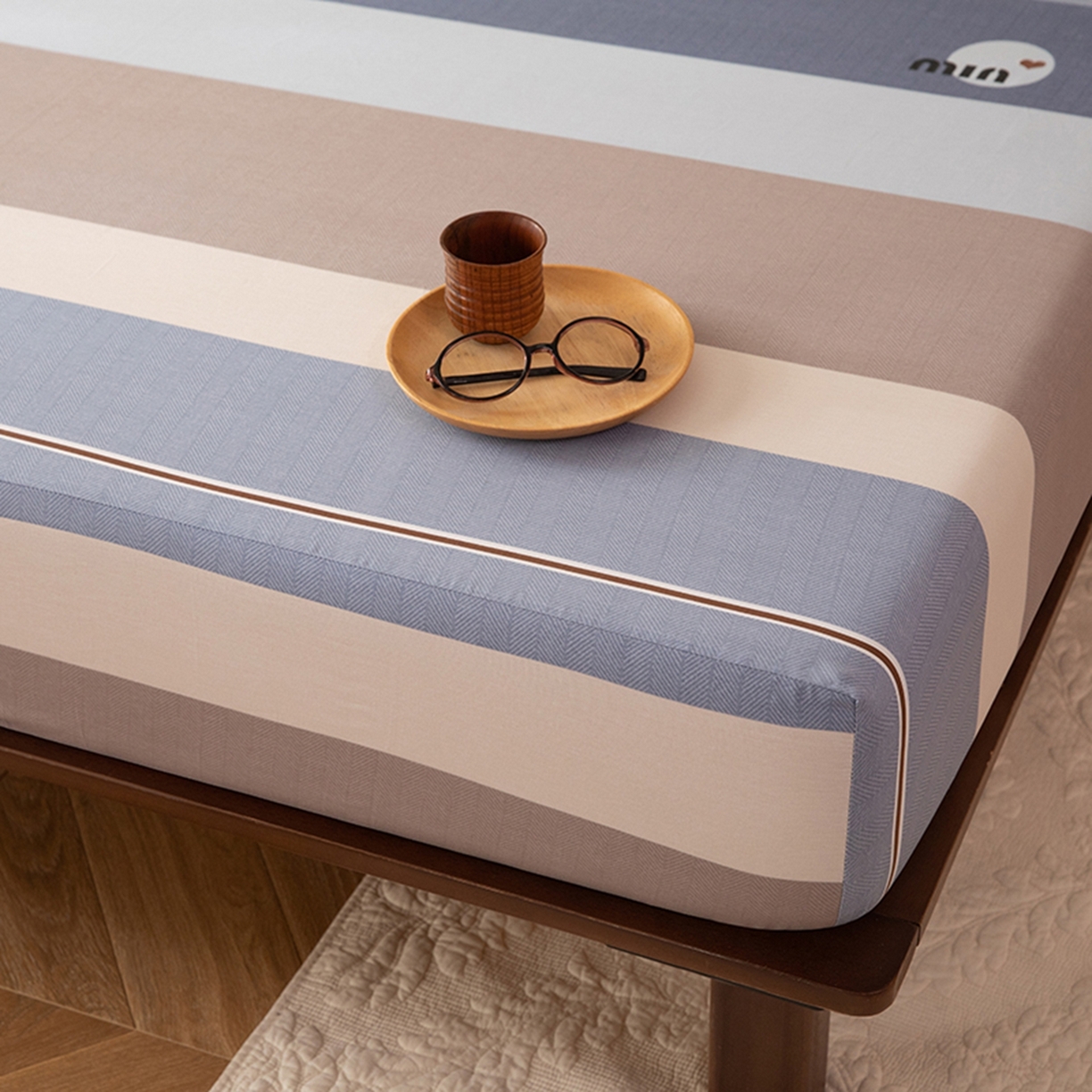 91家纺网 家纺一手货源 找家纺 八十八家纺 2026新款无印风全棉纯棉斜纹条格单床笠床笠单件单品床笠 木央