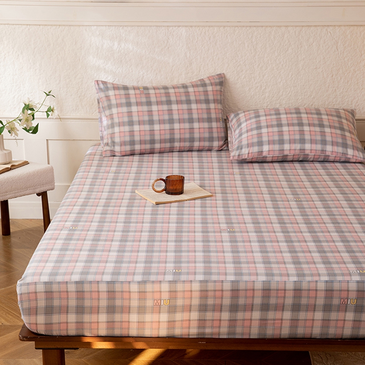 91家纺网 家纺一手货源 找家纺 八十八家纺 2026新款无印风全棉纯棉斜纹条格单床笠床笠单件单品床笠 青居