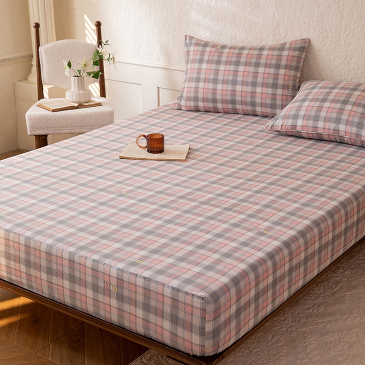 91家纺网 家纺一手货源 找家纺 八十八家纺 2026新款无印风全棉纯棉斜纹条格单床笠床笠单件单品床笠 青居