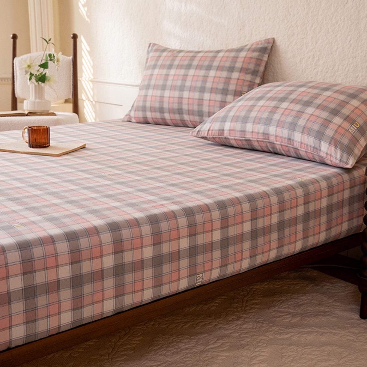 91家纺网 家纺一手货源 找家纺 八十八家纺 2026新款无印风全棉纯棉斜纹条格单床笠床笠单件单品床笠 青居