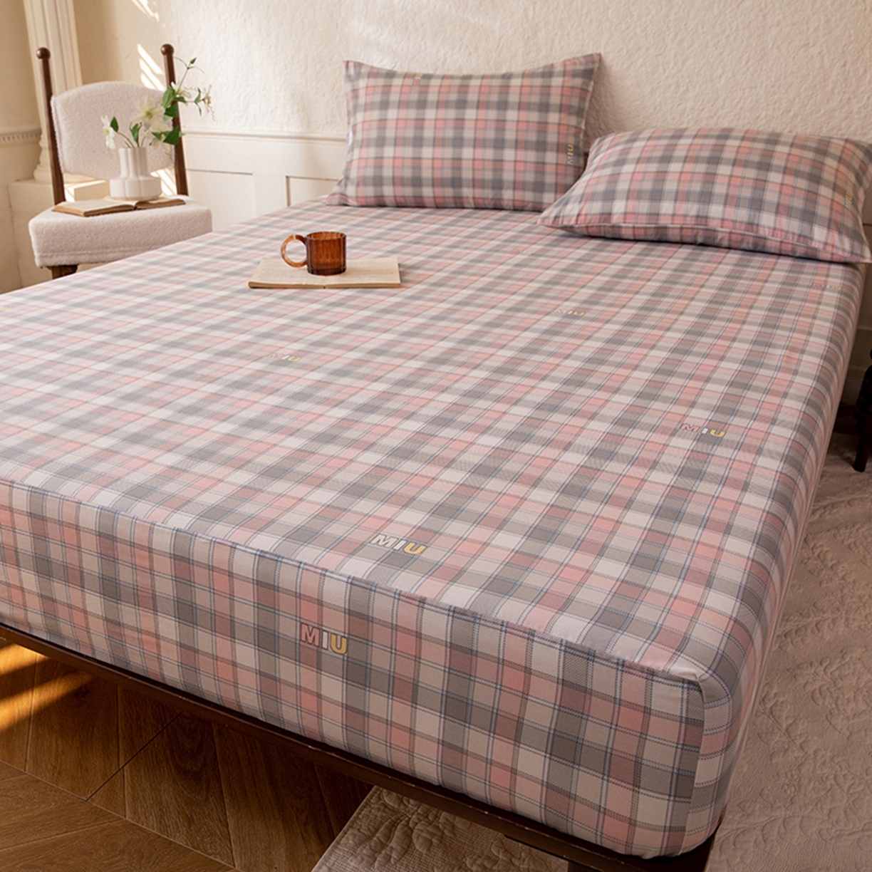 91家纺网 家纺一手货源 找家纺 八十八家纺 2026新款无印风全棉纯棉斜纹条格单床笠床笠单件单品床笠 青居