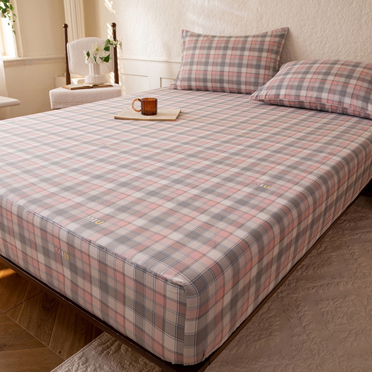 91家纺网 家纺一手货源 找家纺 八十八家纺 2026新款无印风全棉纯棉斜纹条格单床笠床笠单件单品床笠 青居