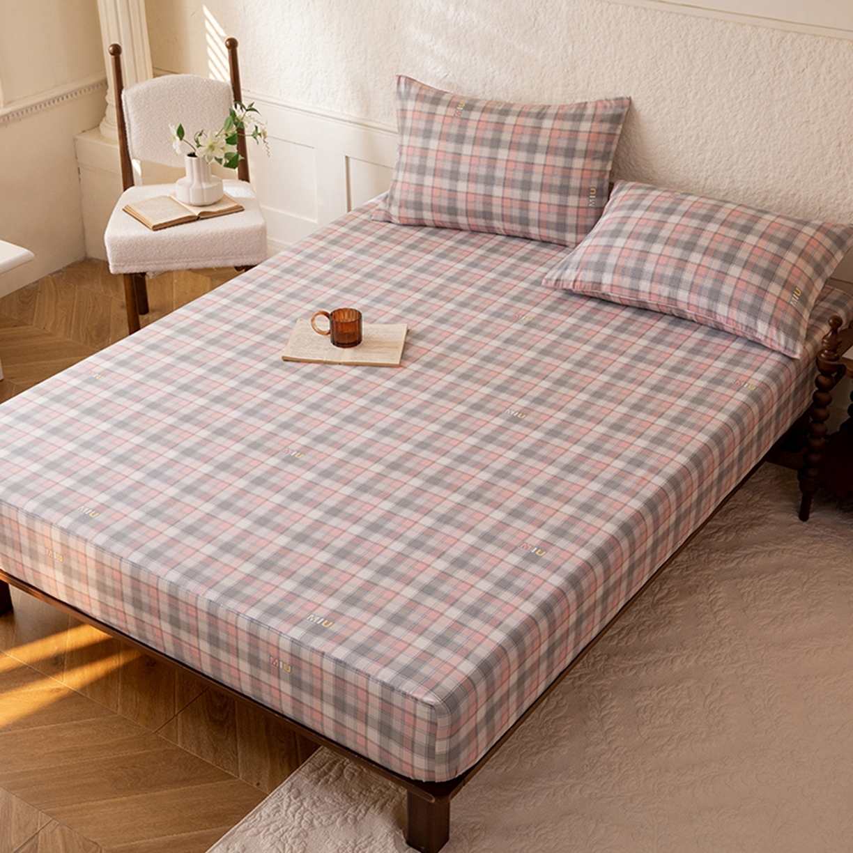 91家纺网 家纺一手货源 找家纺 八十八家纺 2026新款无印风全棉纯棉斜纹条格单床笠床笠单件单品床笠 青居