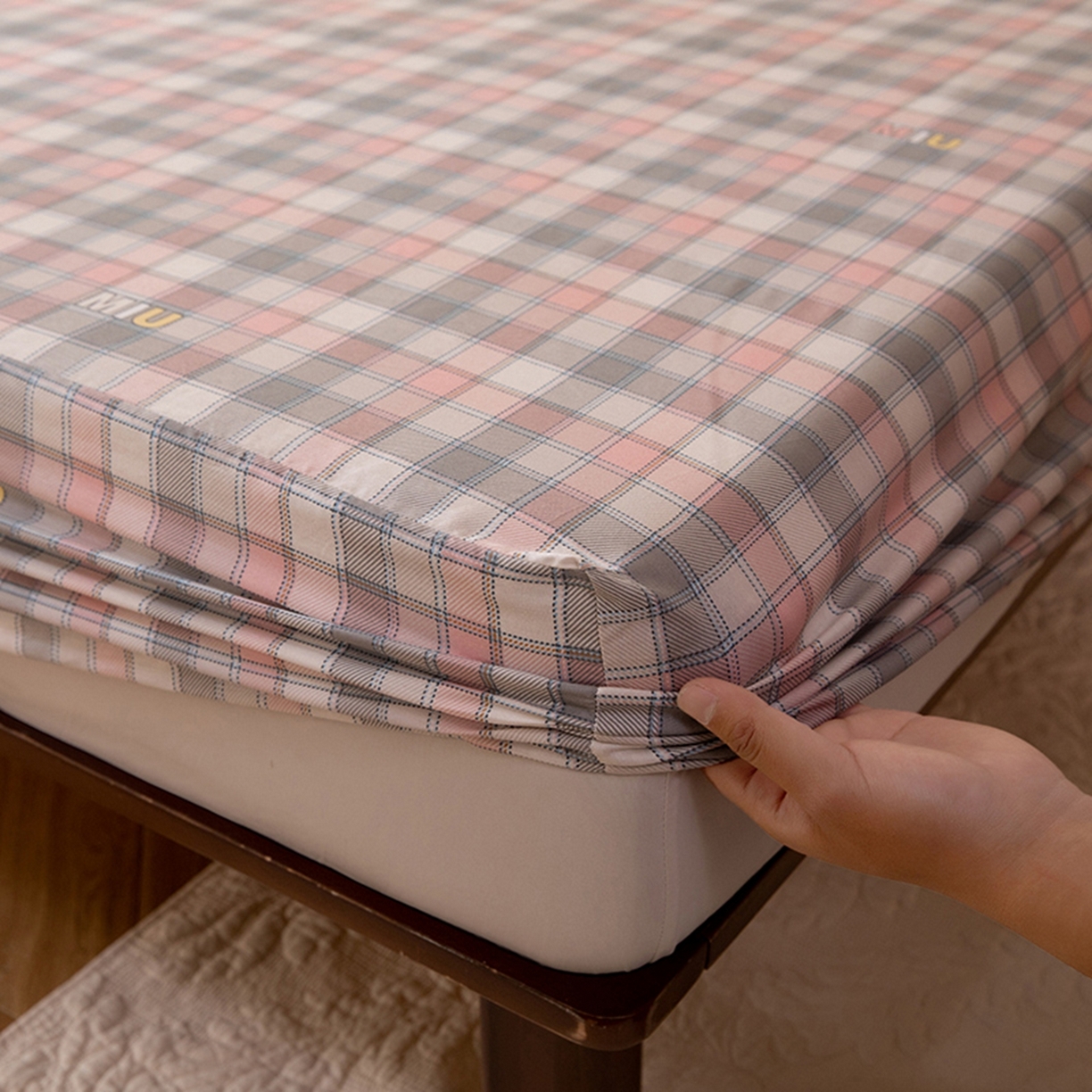 91家纺网 家纺一手货源 找家纺 八十八家纺 2026新款无印风全棉纯棉斜纹条格单床笠床笠单件单品床笠 青居