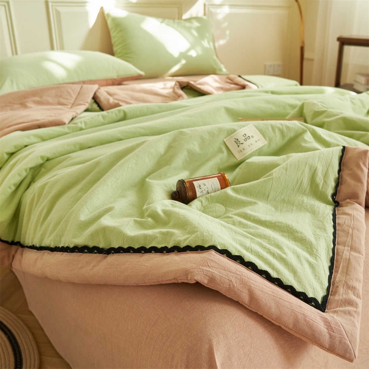 91家纺网 家纺一手货源 找家纺 （总）恒爱家纺 2026新款全棉纯棉纯色双拼夏被四件套夏凉被空调被