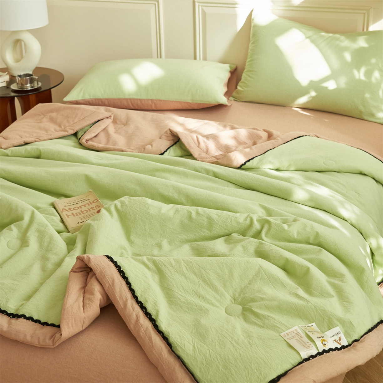 91家纺网 家纺一手货源 找家纺 （总）恒爱家纺 2026新款全棉纯棉纯色双拼夏被四件套夏凉被空调被