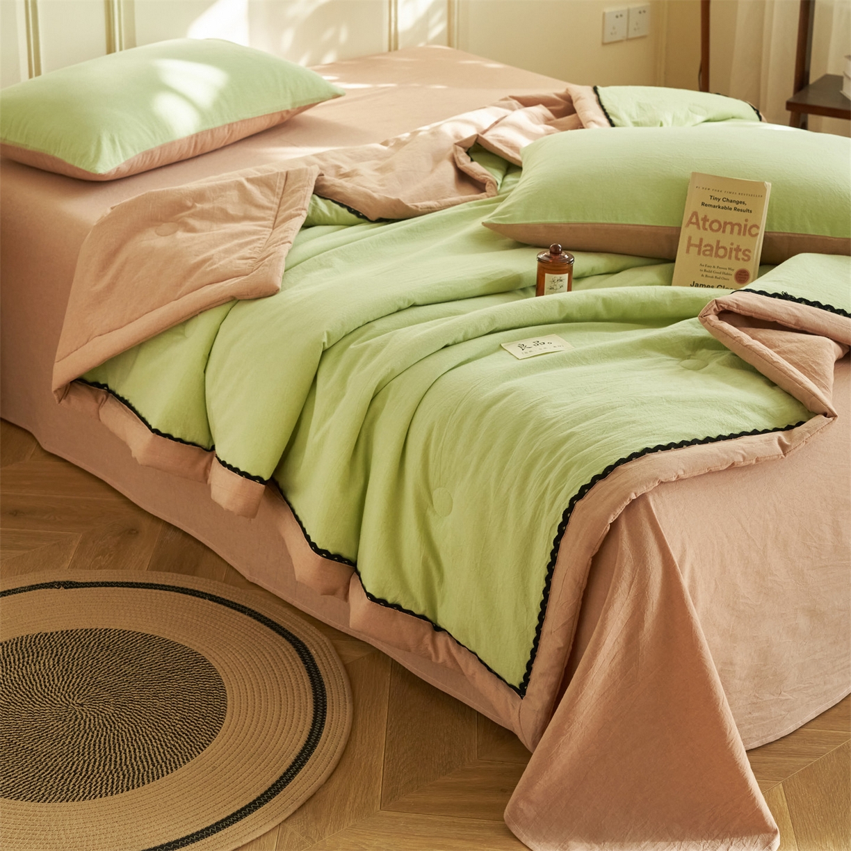 91家纺网 家纺一手货源 找家纺 （总）恒爱家纺 2026新款全棉纯棉纯色双拼夏被四件套夏凉被空调被