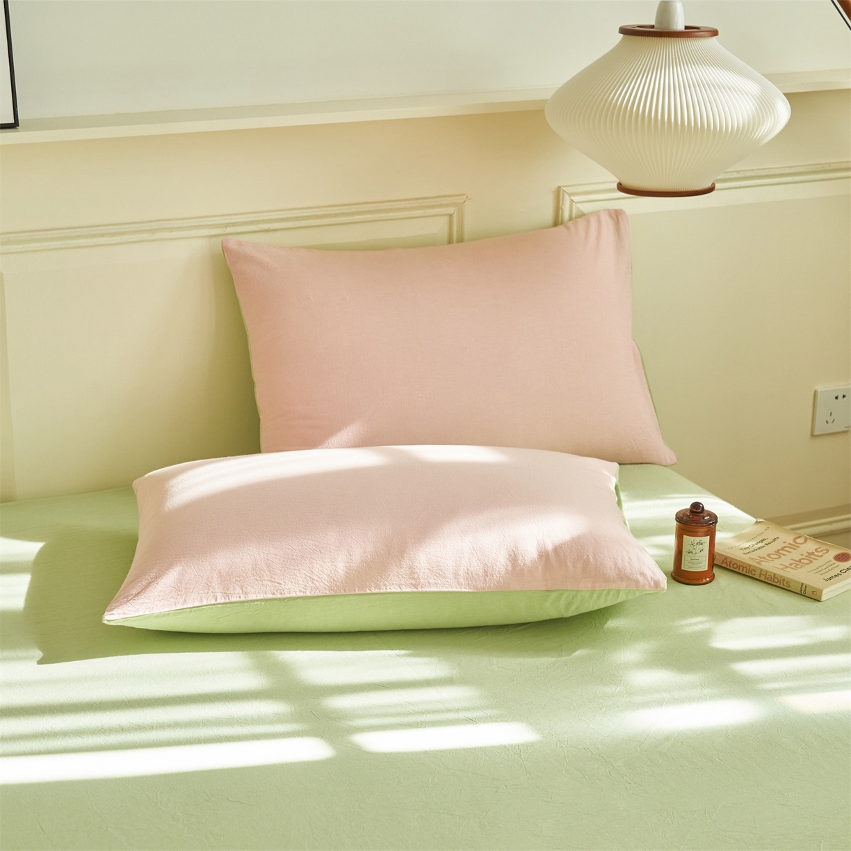 91家纺网 家纺一手货源 找家纺 恒爱家纺 2026新款全棉纯棉纯色双拼夏被四件套夏凉被空调被 香妃粉