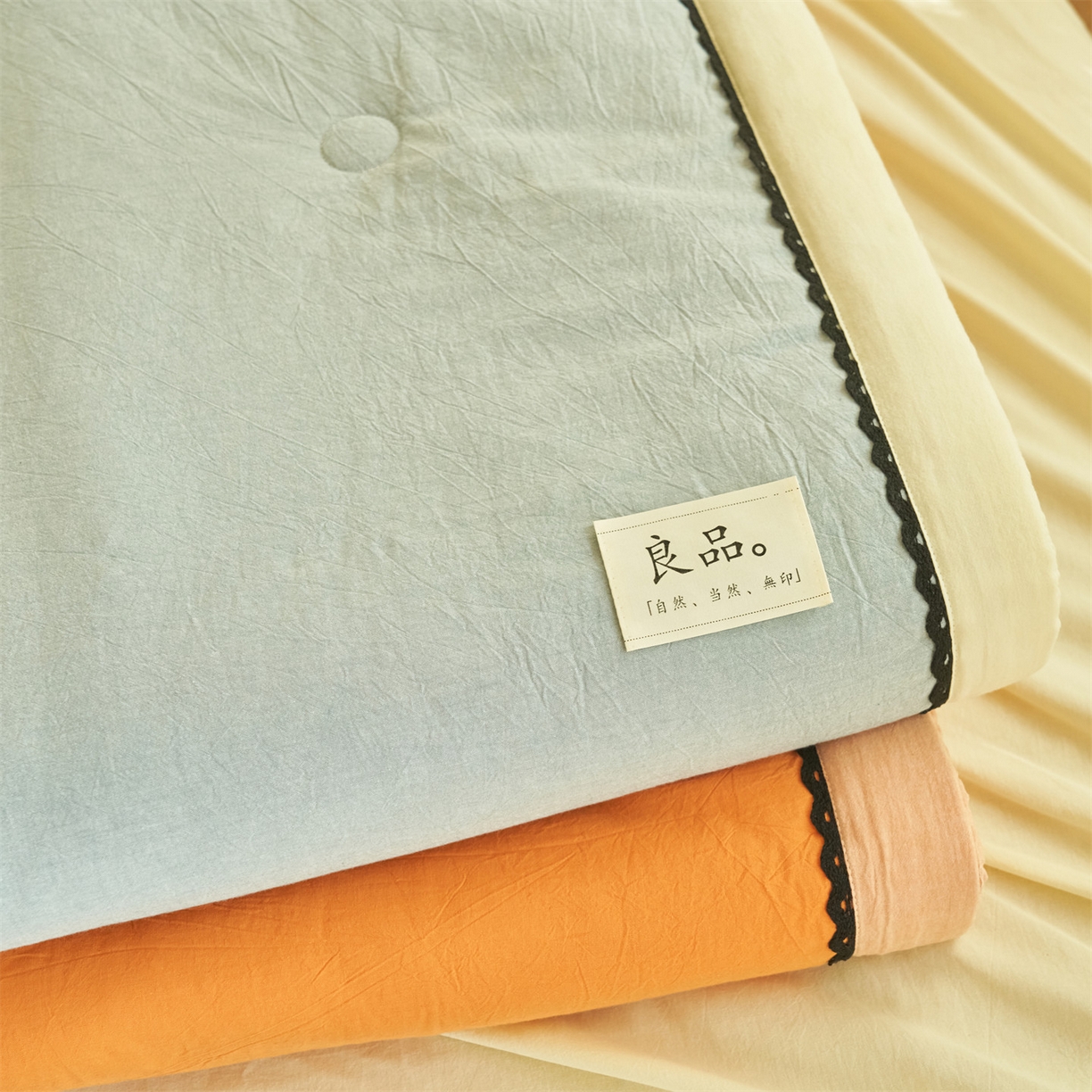 91家纺网 家纺一手货源 找家纺 恒爱家纺 2026新款全棉纯棉纯色双拼夏被四件套夏凉被空调被 组合图仅供展示-不可下单