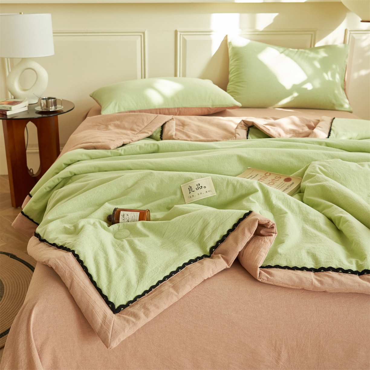 91家纺网 家纺一手货源 找家纺 （总）恒爱家纺 2026新款全棉纯棉纯色双拼夏被四件套夏凉被空调被