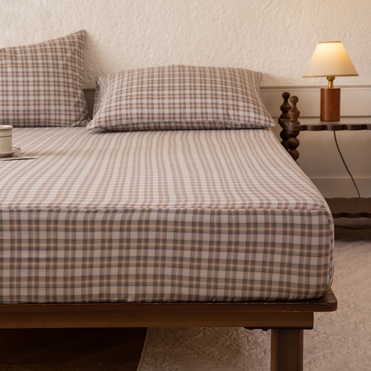 91家纺网 家纺一手货源 找家纺 八十八家纺 2026新款无印风全棉纯棉斜纹条格单床笠床笠单件单品床笠 青忆