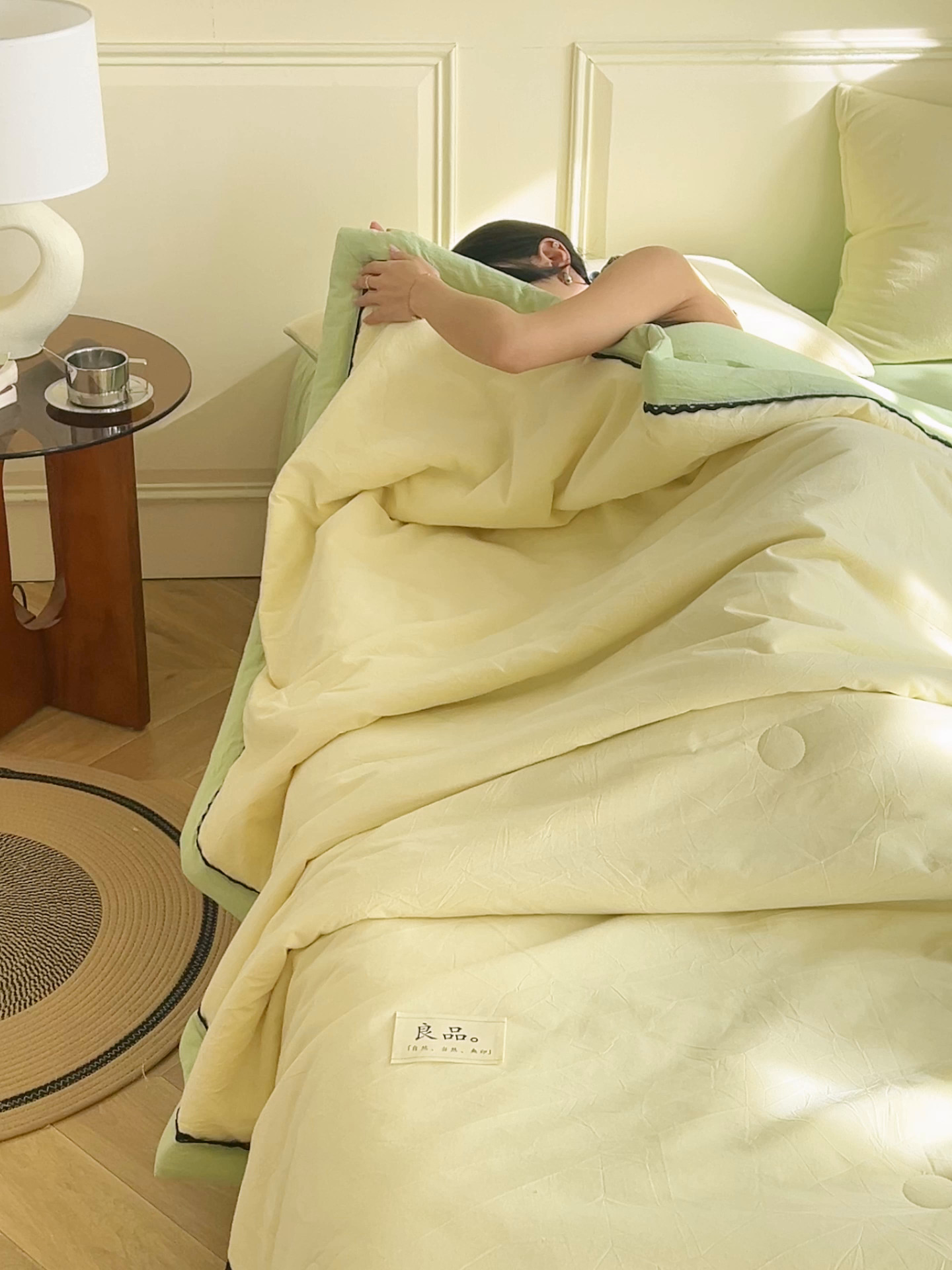 91家纺网 家纺一手货源 找家纺 恒爱家纺 2026新款全棉纯棉纯色双拼夏被四件套夏凉被空调被 象牙白