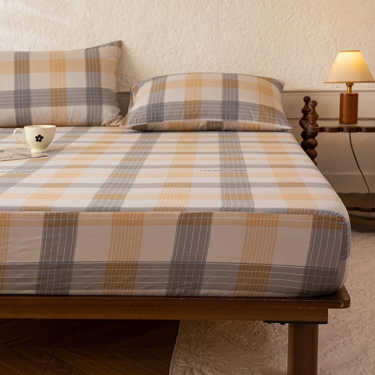 91家纺网 家纺一手货源 找家纺 八十八家纺 2026新款无印风全棉纯棉斜纹条格单床笠床笠单件单品床笠 山川