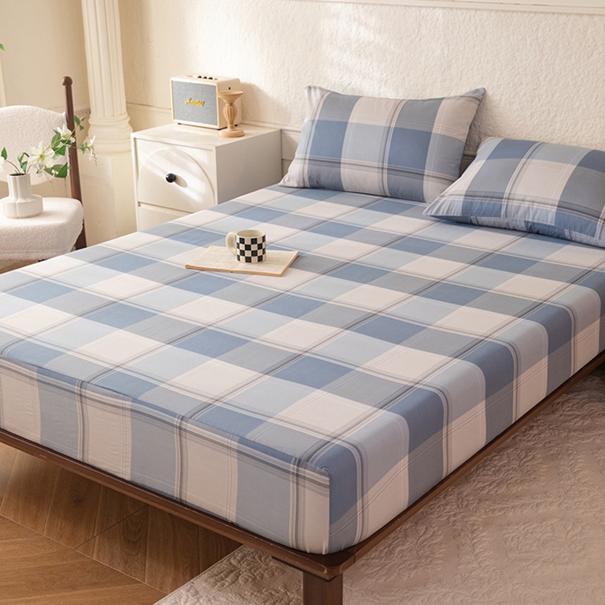 91家纺网 家纺一手货源 找家纺 八十八家纺 2026新款无印风全棉纯棉斜纹条格单床笠床笠单件单品床笠 山禾